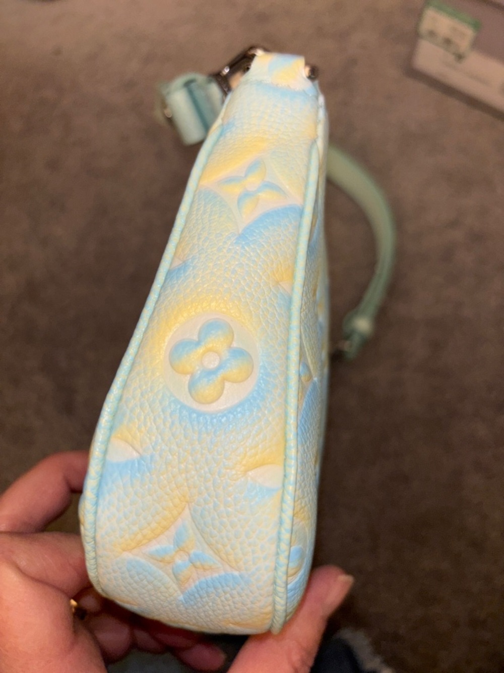 Louis Vuitton Mint and Pastel Yellow Monogram Mini Pochette - Picture 4 of 11